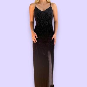 vintage velvet v-neck beaded maxi dress